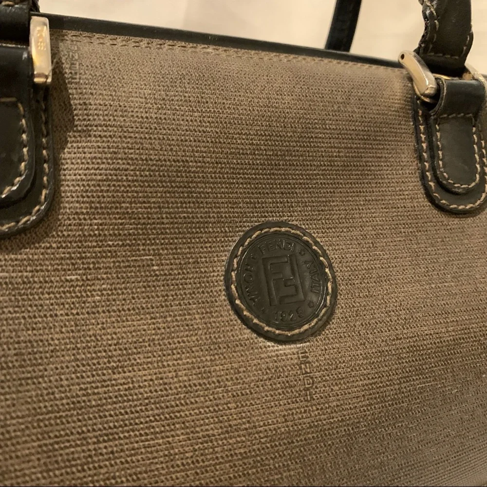 FENDI brown black Boston top handle purse vtg - Picture 3 of 13